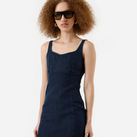 Vestido curto feminino em jeans com alças finas azul