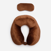 Apoio de pescoço com máscara de dormir marrom