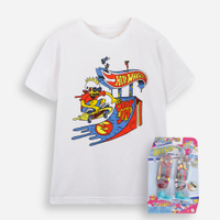 Camiseta infantil de algodão hot wheels off white