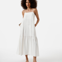 Vestido midi feminino de viscose alça fina - off white