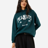 Blusão de moletom feminino snoopy verde
