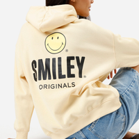 Blusão de moletom feminino smiley amarelo