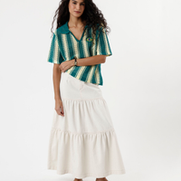 Saia feminina midi marias com cinto bege
