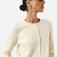 Cardigan feminino de tricot texturizado bege