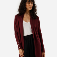 Cardigan feminino de tricot vinho