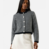 Casaco feminino de tweed xadrez preto