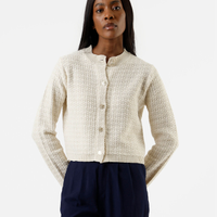 Casaco feminino de tweed xadrez off white