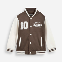 Jaqueta bomber college infantil de moletom com bordado marrom