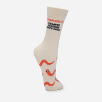 Meia cano alto estampada off white