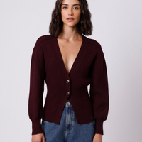 Cardigan acinturado feminino de tricot mindset vinho