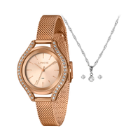 Kit relógio feminino lince analógico lrrm059l36 kad7r1rx rosa