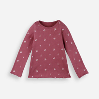 Blusa infantil de algodão cerejas canelada vinho