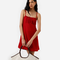 Vestido curto alça fina feminino de laise vermelho