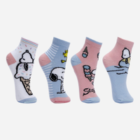 Kit de 4 meias femininas snoopy colorida