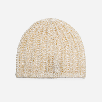 Touca de crochê com paetê off white