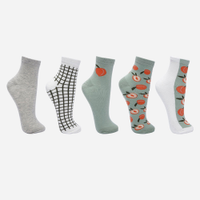 Kit de 5 meias femininas estampadas colorida