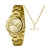 Kit relógio feminino lince analógico lrgm062l36 k0j1c2kx dourado