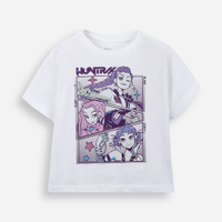Camiseta infantil nina guerreiras k pop huntrix off white