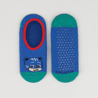 Meia Infantil Sapatilha Menino Gato PJ Masks Atoalhada com Sola Antiderrapante Azul