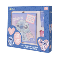 Kit de 2 hidratantes labiais lip shine angel e stitch 8g com livro