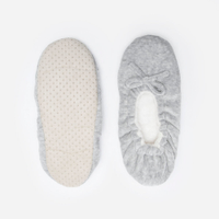 Pantufa sapatilha feminina fleece com lacinho cinza