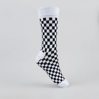 Meia Masculina Cano Alto Estampada Quadriculada Branca