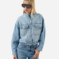 Jaqueta jeans com pregas azul