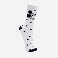 Meia cano alto poá mickey off white