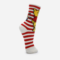 Meia cano alto ursinho pooh listrada off white