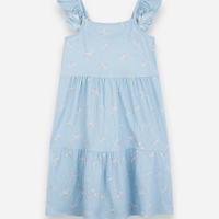 Vestido infantil com recortes e babados floral colorido