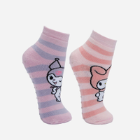 Kit de 2 meias cano médio infantil hello kitty listrado colorido