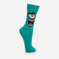 Meia masculina cano alto plankton verde
