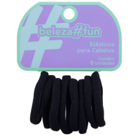 Kit de elásticos para cabelo preto com 8 unidades