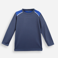 Camiseta infantil manga longa esportiva com refletivo azul