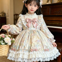 2026 Original Children's Cute Cartoon Princess Dress Kids' Vintage Lolita Puff Dress New Girls' Long Sleeve Lolita Dress LI840