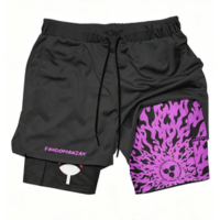 2026 Fashion Cool Dark Style Hot Blooded Anime Double Layer Sports and Leisure Men's Pants