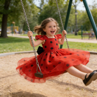 Girl's polka dot dress party princess dress children 1-5year old girls Halloween costume ladybird role-playing Christmas Dress