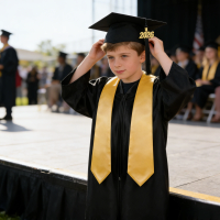 2026 New Knitted Kids Graduation Gown Set Unisex Soft Breathable for Preschool Primary School Children Graduation Outfit
