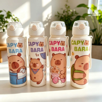 700ml Leak-Proof Durable Water Bottle Cute Capybara Water Cup with Carry Strap Portable for Sports Fitness BPA Free Perfect Gift
