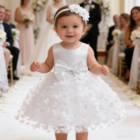 Baby Girls Party Dresses For 1st Birthday Elegant Children Dresses Mesh Butterfly Flower Girl Princess Dress Vestidos Tutu Dress