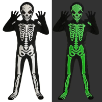 Kids Halloween Skeleton Costume for Boys and Girls Glow in the Dark Skeleton Jumpsuit Stage Performance Bodysuit Costumes