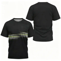 Summer Quick Drying Breathable Dynamic Striped Short Sleeved T-shirt Running Fitness Casual Top