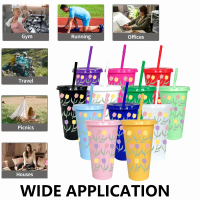 12Pcs/pack Tulip Patterns 780ml/26oz Plastic Tumbler Wedding Cold Cup Birthday Party Drinkware for Back-to-school Gifts