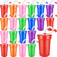 1/2/4Sets Expandable Siphon Straw Cup 6 Color Plastic Juice Mug with Leakproof Lid Portable Travel Home Kids Water Bottle Cup