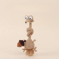 Premium Hand Knitted Long Neck Squirrel Plush Toy，Exquisite Crochet Craft Ornament，Fashion Bag Hanging Charm Daily Accessory