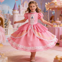 Easter Peach Princess Costume For Girls Ball Gown Princess Dress Kids Carnival Cosplay Birthday Party Dress For 3-10 Years