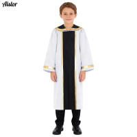 Kids Church Choir Worship Praise Dance Robe Boys Girls Long Sleeve Metallic Gown Christian Pastor Priest Halloween Costume