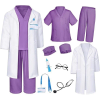 Kids Doctor Pretend Play Set White Coat Stethoscope Toy Bag Cosplay Costume