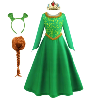 Fiona Costume Kids Princess Green Fancy Dress Shrek Costume Halloween Fantasy Party Suit Role Play for Girls