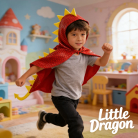 Kids Dinosaur Hooded Cape Cloak for Children Day Performance Party Dress Up Cosplay Costume